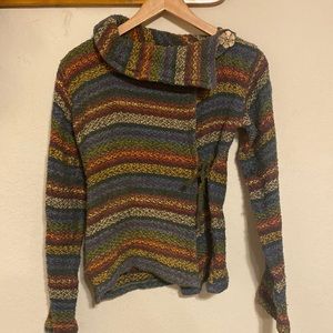 Multi-colored Wrap Sweater